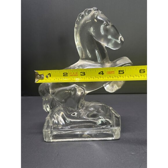 Vintage L.E. Smith Glass Rearing Horse Bookends Heavy Clear Figurine 7" Tall MCM - Picture 9 of 9